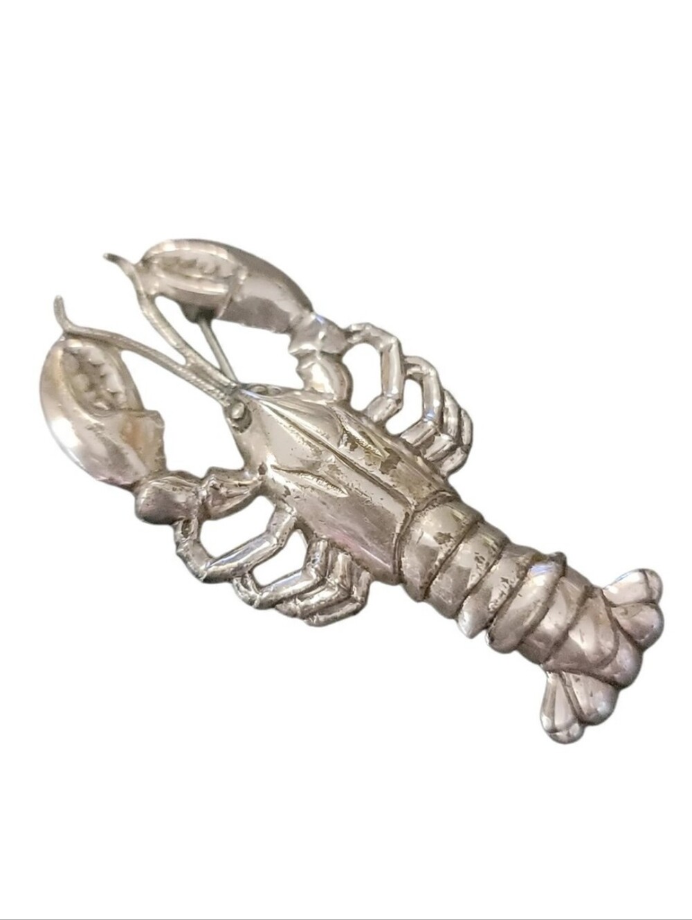 Little sterling silver lobster brooch marked B-STER on back as you can see in ph